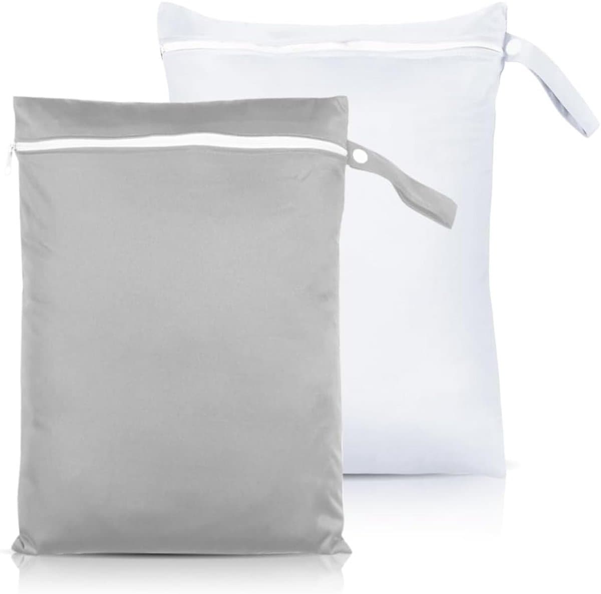 Waterdichte Waszak 40x30cm met Handvat, Herbruikbare Ritszak voor Zwemkleding, Strandhanddoeken en Luiers (Grijs & Wit) — afbeelding 1