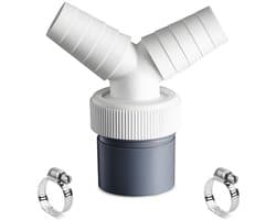 JHUBERS - Y-Adapter Afvoer voor Vaatwasser en Wasmachine - 40mm met 2 Slangklemmen