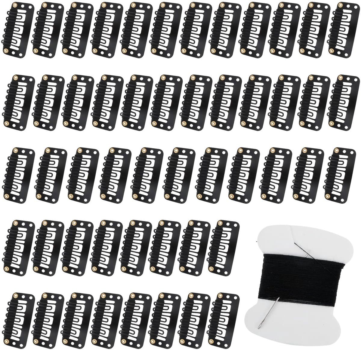 BRENZOOS- Pruikclips 50 stuks - U-vormige Metalen Clips - Haarverlengingen - Siliconen Bescherming - Koolstofstaal - 3,3 x 1,6 cm - Haarklemmen — afbeelding 1
