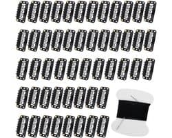 BRENZOOS- Pruikclips 50 stuks - U-vormige Metalen Clips - Haarverlengingen - Siliconen Bescherming - Koolstofstaal - 3,3 x 1,6 cm - Haarklemmen