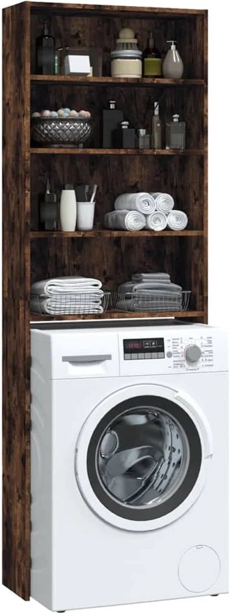 Wasmachine ombouw - Kast - Opbouwmeubel - Verhoger - Wasmachine meubel - Opbergkast - Hout - Gerookt Eiken — afbeelding 1