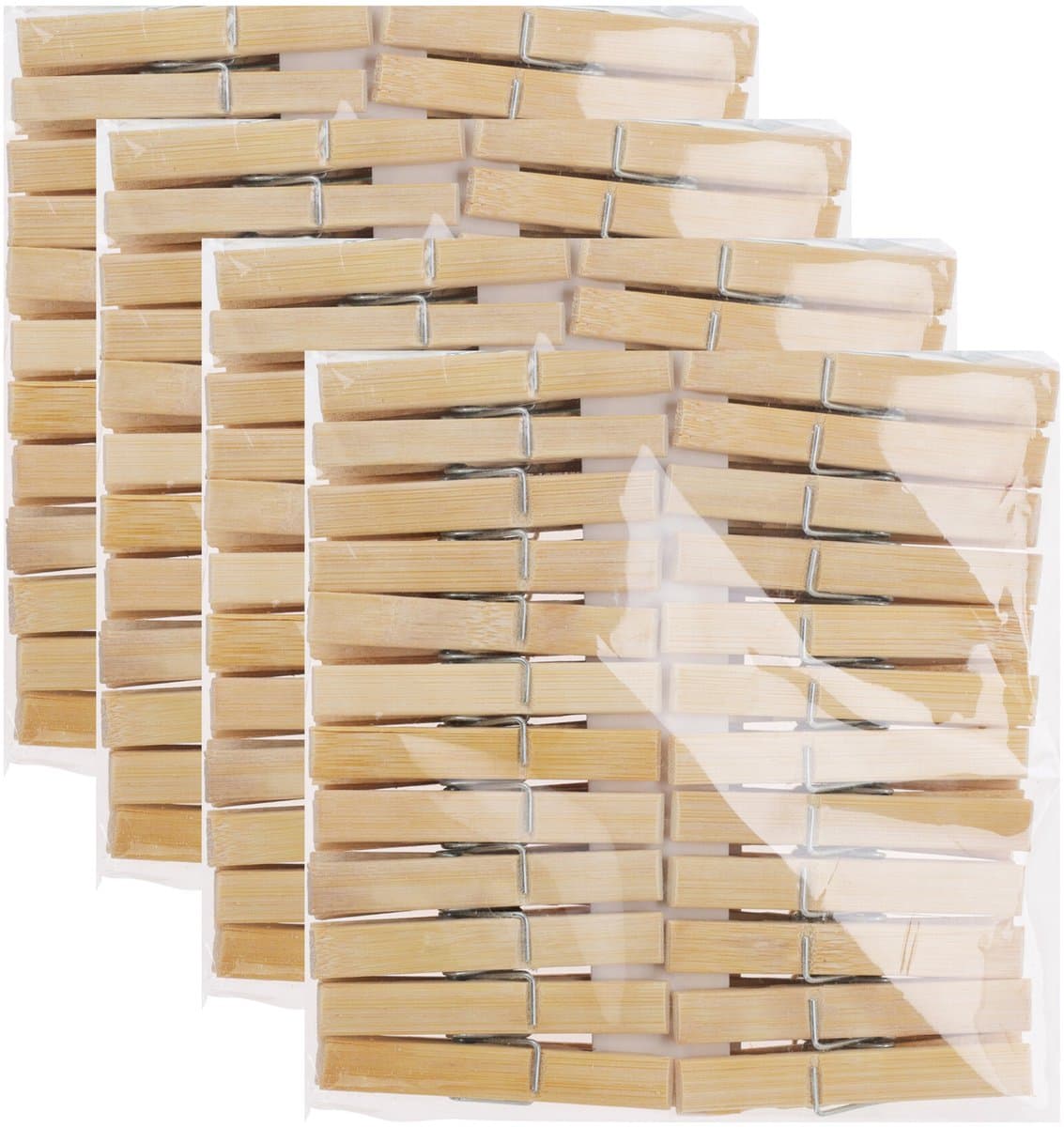 Bamboe wasknijpers - 192x - hout - 7 cm — afbeelding 1