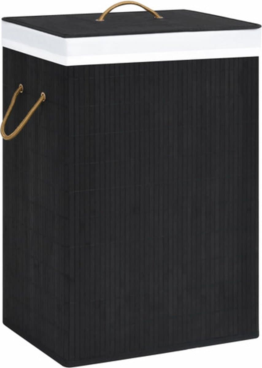 vidaXL - Wasmand - met - 2 - vakken - 72 - L - bamboe - zwart — afbeelding 1