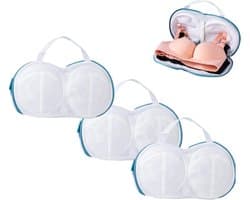 3x Bh Waszakken - Lingerie Wasnetje voor Wasmachine - Waszakjes voor Ondergoed & Beha - Anti-Vervorming & Bescherming - Wasnet met Rits & Handvat - Geschikt voor Cup A t/m C - 35x19 cm — afbeelding 1