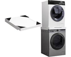 Stapelkit Wasmachine - Droger Opzet - Ruimte Besparen - Houten Constructie - 60x60.5x5cm - Wit