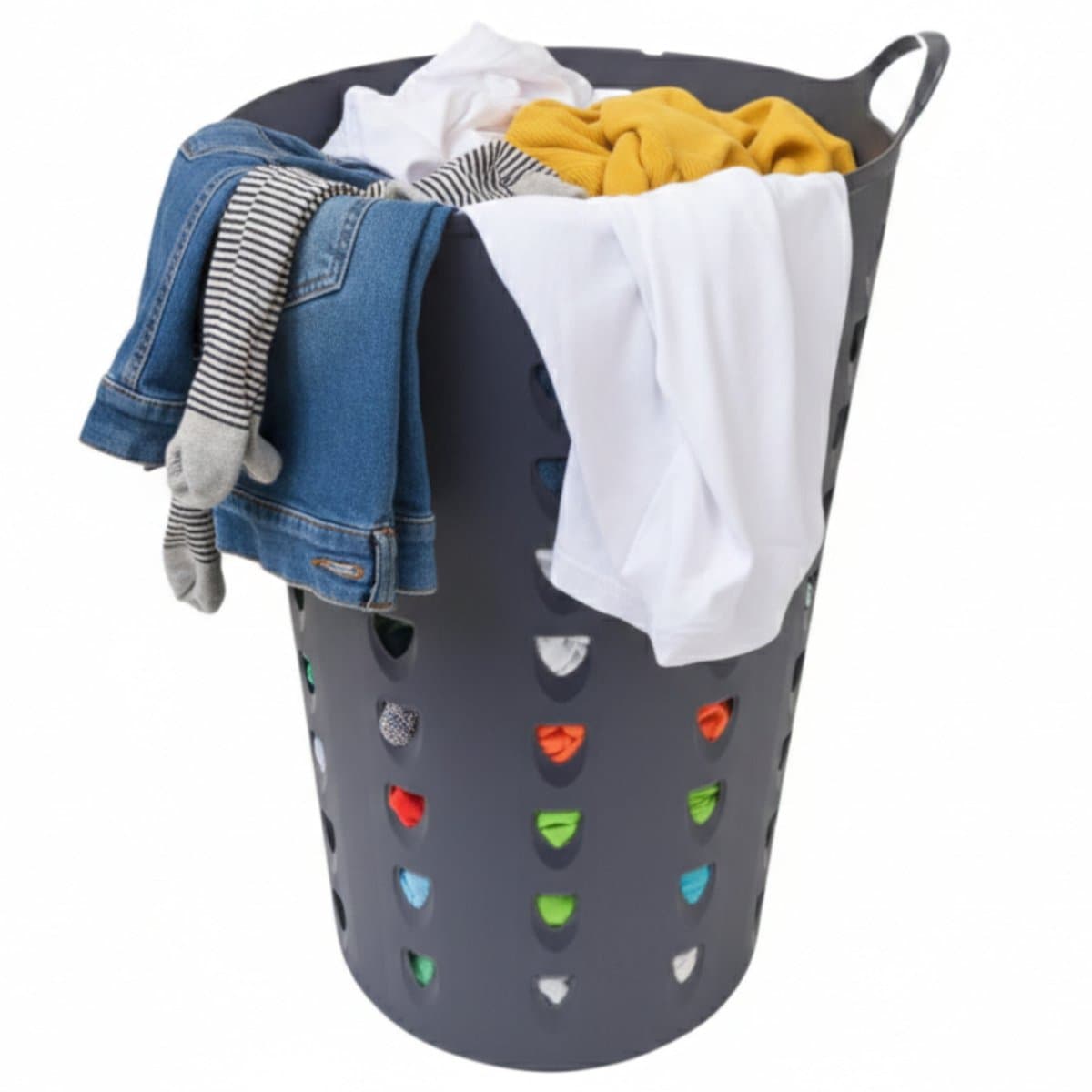 Excellent Houseware Flexibele wasmand - antraciet - 60 liter - kunststof - 47 x 50 cm — afbeelding 1