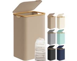 SONGMICS LCB509N01V1 - Wasmand - Opklapbaar Deksel - Afneembare Waszak - Bamboe Handgrepen — afbeelding 1