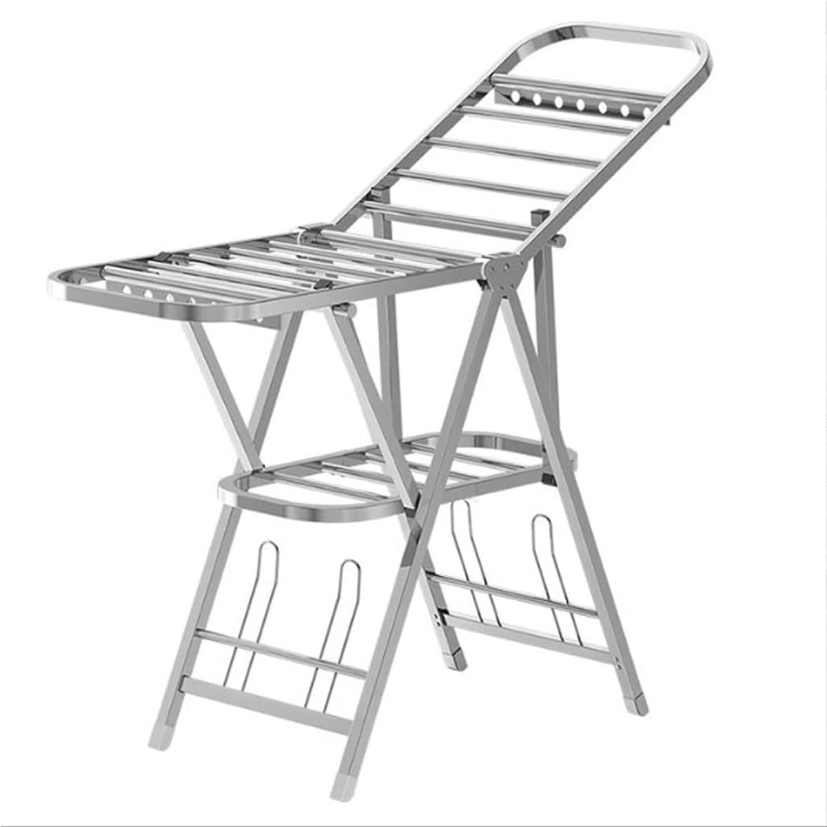 Droogrek Staand - Kledingrek Opvouwbaar - Kleding Drogen - Verstelbaar Met Planken - 44x6x22 cm - Naturel — afbeelding 1