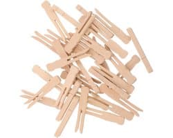 Houten Wasknijpers - Kledingklemmen - Kleding Drogen - Beschermend Rond Ontwerp - 6.5cm Lengte - Lichtbruin