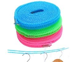 Pack of 3 Outdoor Washing Lines, 3 Metres, Outdoor Clothes Rack, Outdoor Clothesline, Camping Clothes Hangers for Indoor and Outdoor Use