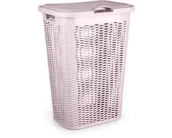 Plasticforte Wasmand Ventilation - met deksel - roze - kunststof - 51 liter - 43 x 35 x 61 cm - Badkamer - Wasgoed - Nieuw design - Zeer stevig