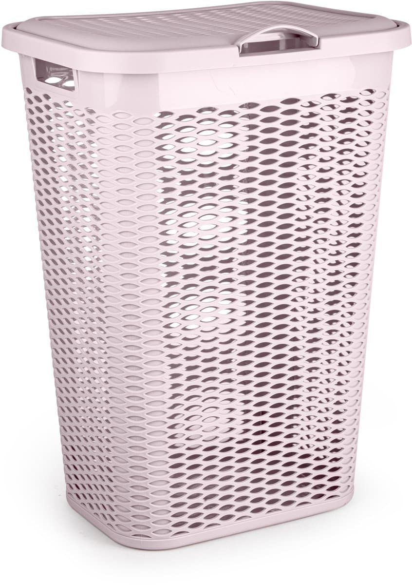 Plasticforte Wasmand Ventilation - met deksel - roze - kunststof - 51 liter - 43 x 35 x 61 cm - Badkamer - Wasgoed - Nieuw design - Zeer stevig — afbeelding 1