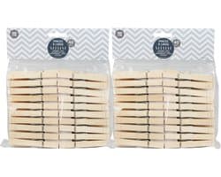 Urban Living Basic plus Size wasknijpers - 80x - bamboe hout - 8 cm - was ophangen