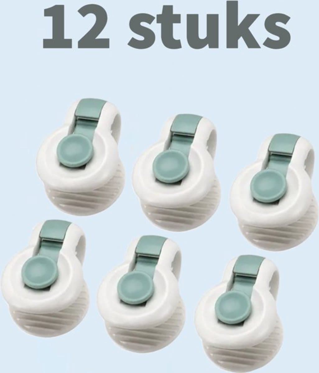 Stevige Dekbed clips - Dekbedclips - Dekbed Knijpers - Clip Dekbedovertrek - 12 stuks - Wit / Groen — afbeelding 1
