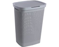 Ezystorage Kunststof wasmand met deksel - Grijs - 57 liter