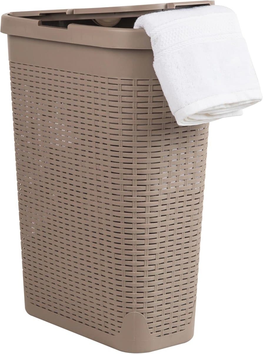 Slanke wasmand met 40 liter capaciteit en handgrepen - Geventileerd en scharnierend deksel — afbeelding 1