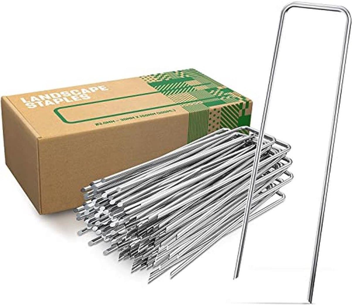 Grondankers voor Tuinbevestiging - 100 Stuks - Roestvrije & Verzinkte Grondankers - 150 mm x 25 mm x Ø2.8 mm - Stalen Grondpennen en Grondhaken — afbeelding 1