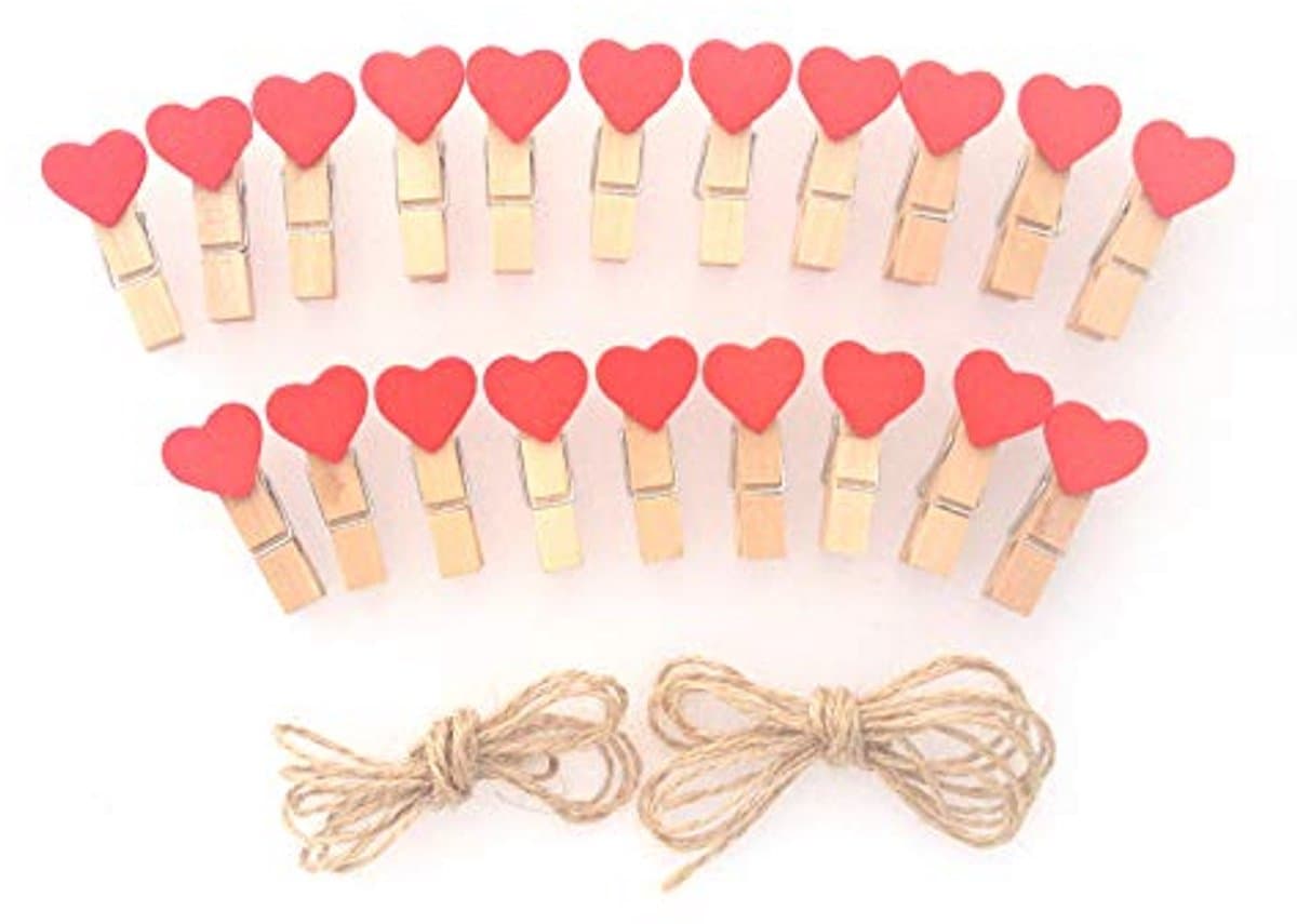 Mini Houten Wasknijpers en Jute Koord - 20 Stuks — afbeelding 1