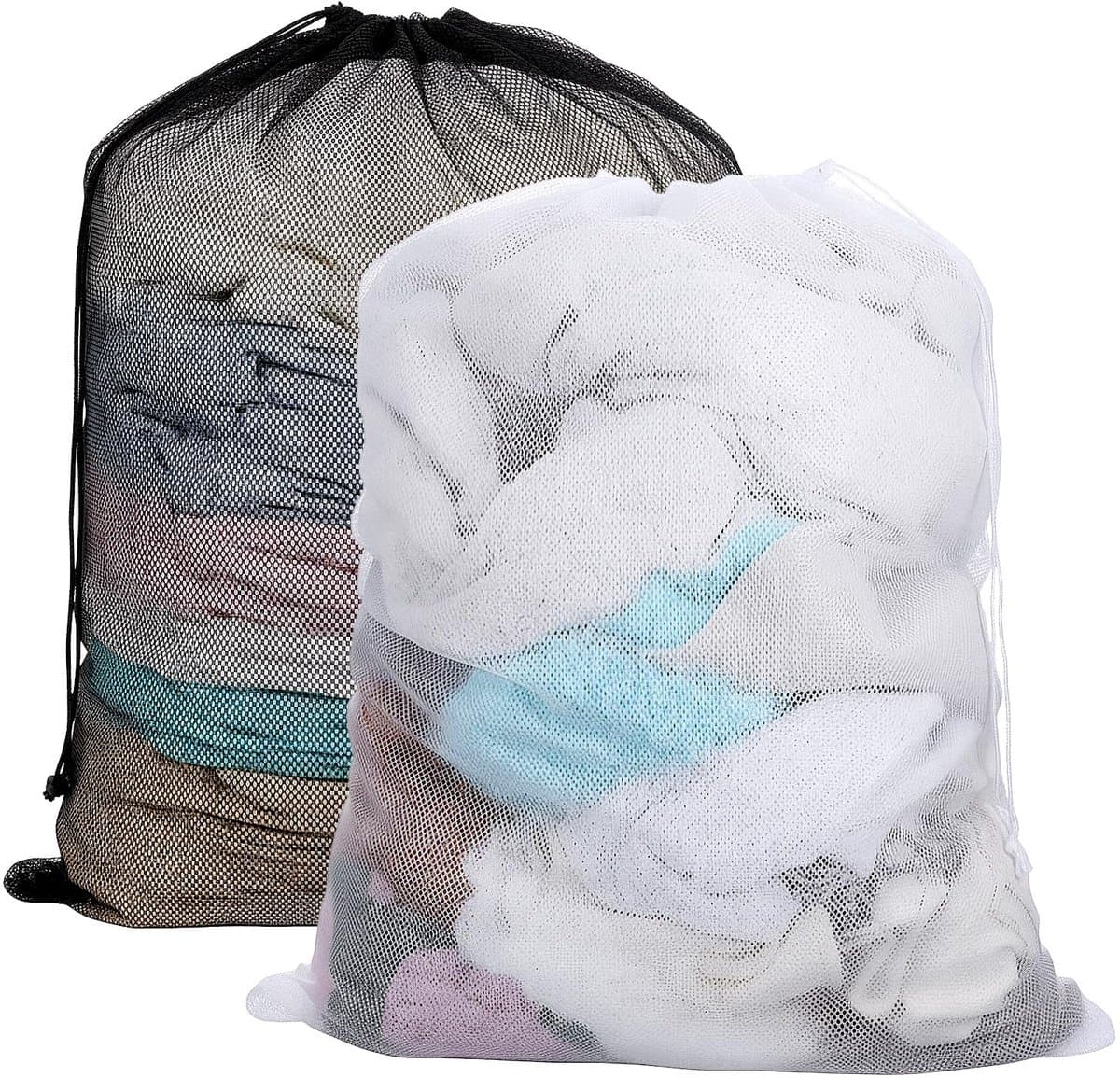 IMPERATORIS® Waszakjes voor Wasmachine - Bescherming voor Fijne Was en Schoenen - Mesh Wasnet met Rits - Voorkomt Slijtage - Set van 2 - Zwart , wit - 60 x 90 cm — afbeelding 1