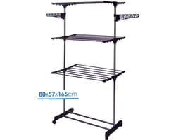 Bathroom Solutions Wasrek-droogrek - zwart-wit - 80 x 57 x 165 cm
