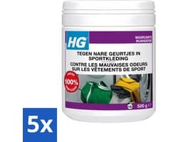 5 x HG - Wasruimte - Tegen Nare Geurtjes In Sportkleding - Wasmiddeltoevoeging - 500 g - Voordeelverpakking - 5 stuks