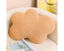 Wolk Pluche kussen, wolkvorm, zacht kussen, wolk, gevuld pluche, decoratief kussen voor woondecoratie (kaki)