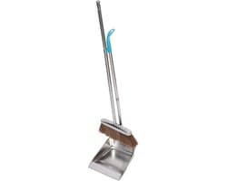 1set Stainless Steel Bezem Veegschep Met Uittrekbare Steel Voor Huishoudelijk Gebruik Voor Thuis Studentenhuis Ruimtes