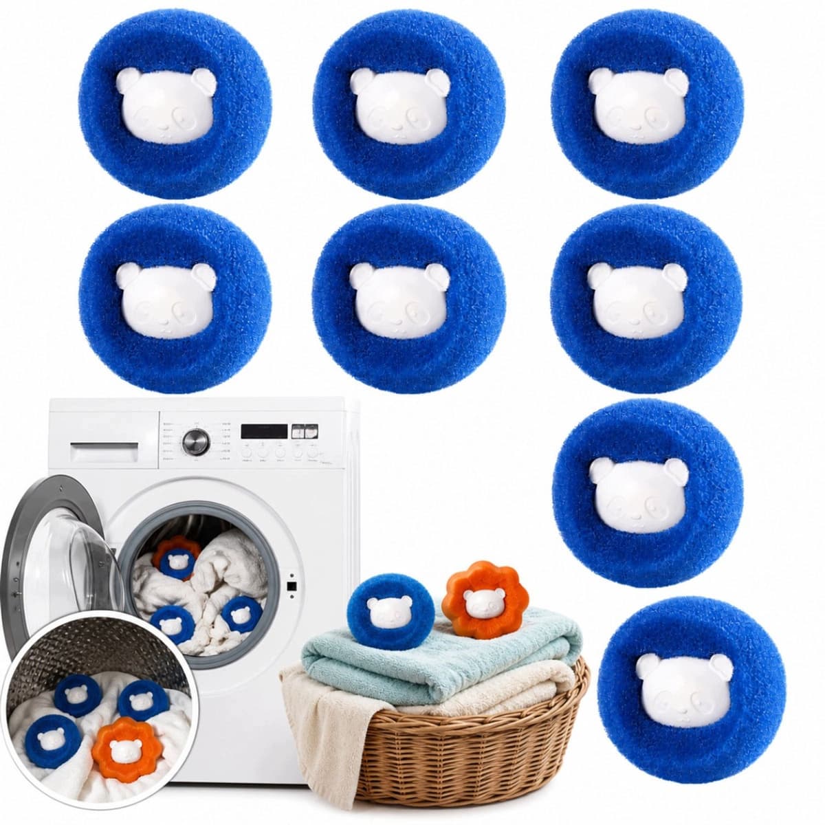 8x Wasmachines Ballen - Verwijderen Huisdierhaar & Pluisjes — afbeelding 1