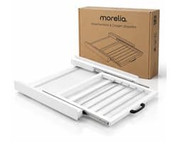 Morelia® Tussenstuk Wasmachine Droger - Inclusief Uitschuifbare droogrek & Spanband - Stapelkit Wasmachine Droger - Universeel - Wit