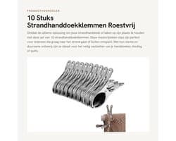 Strandhanddoekklemmen 10 Stuks - Roestvrij Staal - Handdoek Clips - Duurzaam - Sterke Klemkracht - Compact Formaat - Handdoekclips