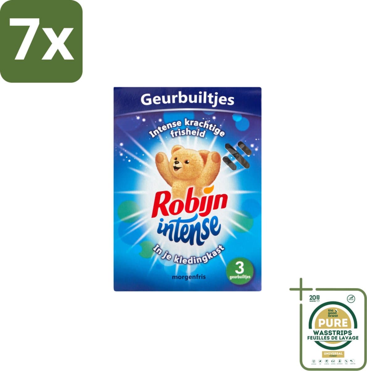 7 x Robijn Geurbuiltjes Intense 3 stuks per verpakking - Grootverpakking - Geur In Kleding - Langdurige Geur - Frisse Geur - Geurbuiltjes - Kledingkast Geur — afbeelding 1