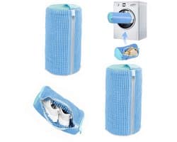 2 stuks - Schoenwaszak - Sneaker waszak - Wasmachine schoenreinigingszak - Herbruikbaar - Anti-vervorming - 360° Diepe Reiniging met Microvezel - 39 cm x 20 cm - Blauw - Geschikt voor de wasmachine