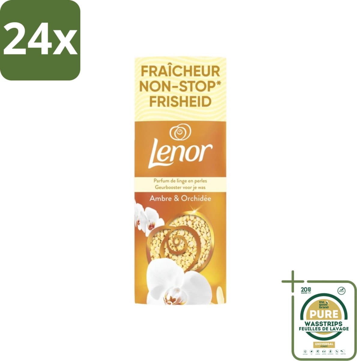 Lenor – Geurbooster – Amber & Orchidee – 12 Wasbeurten – 155 g - Voordeelverpakking - 24 stuks - Luxegeur - Orchidee — afbeelding 1