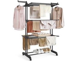 House Of Atelier - Kledingdroger - Kledingrek - 4-Laags Kledingrek Met Wielen - Opvouwbaar - Grote Capaciteit tot 35kg - 64x75x170cm