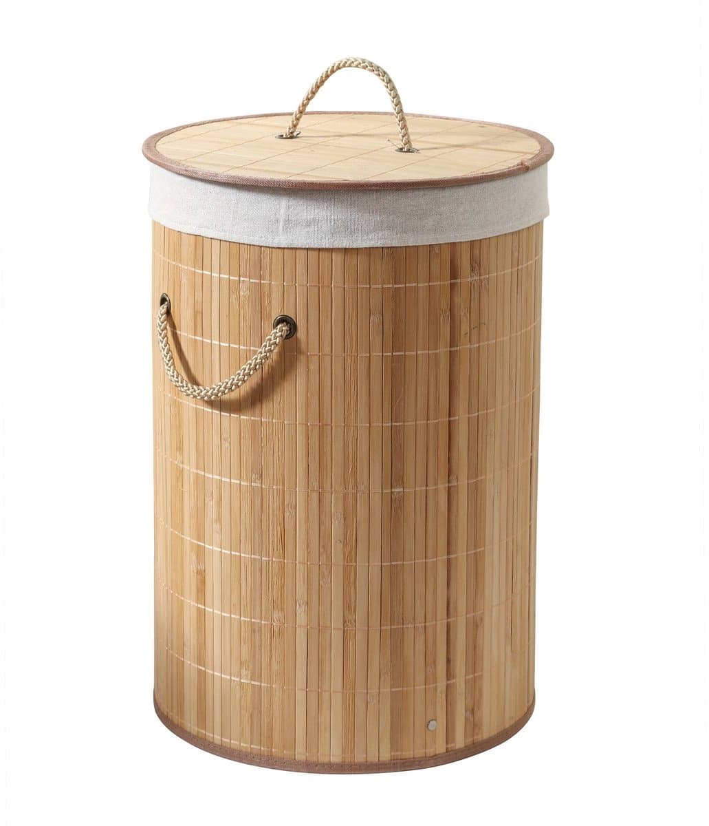 CALICOSY - Ronde bamboe wasmand met meerdere touwgrepen 40x40x50cm — afbeelding 1