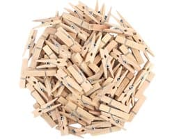 100 Stuks Mini Houten Wasknijpers – Natuurlijke Decoratieve Knijpers voor Foto’s, DIY Knutselen, Fotomuur, Kaarten & Decoratie