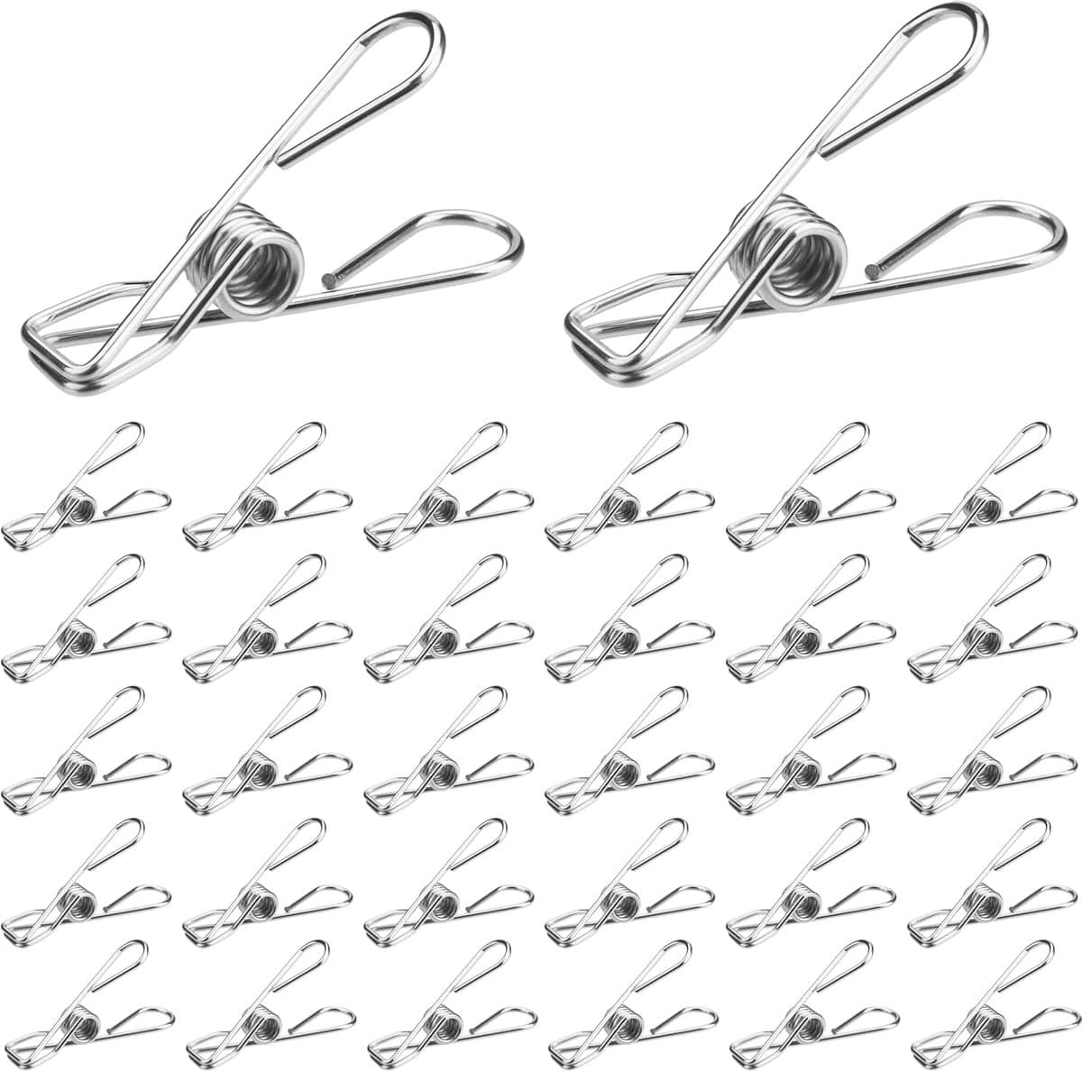 SnelShoppen - 60 Stuks RVS Kledingknijpers voor Kledingrekken, Handdoeken, Tassen, Snacks, Sokken - Sterk, Waterdicht, Corrosiebestendig — afbeelding 1
