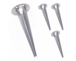 Grondanker voor tuinlamp - set van 4 - 30 cm - zilver