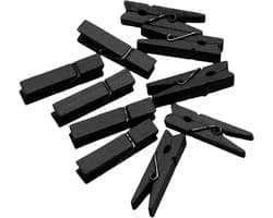 Houten Klemmen - Mini Knijpers - Foto's Ophangen - Decoratieve Clips - 35 cm - Zwart — afbeelding 1
