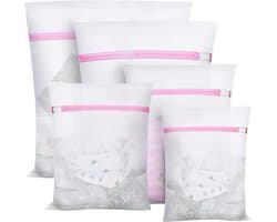 Set van 5 mesh waszakken - inclusief 1XL 2L 2M maten - roze kleur - geschikt voor delicate items - bh's - blouses - schoenen en babykleding