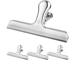 RVS Vershoudclips & Zakklemmen - Set van 4 - Sterke Metalen Clips voor Voedsel, Foto's & Kantoor - Grote RVS Klemmen - Zilver- 119 mm — afbeelding 1