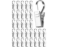 50 Stuks Gordijnklemmen, Gordijnclips, Roestvrij Stalen Metalen Gordijnclips, Gordijnhaken Voor Kabelklemmen, Roestvrije Gordijnklemmen, Gordijnclips, Clips Met Haken Voor Gordijnen, Foto — afbeelding 1