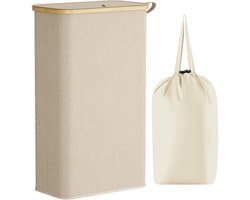 Dailygoody - Slimme Wasmand - Vouwbare Wasmand - Beige - 75 Liter - Ideaal voor Kleine Ruimtes - Perfect voor Slaapkamer en Badkamer