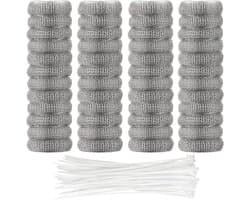 48stuks pluizenfilters voor wasmachines, roestvrijstalen pluizenvangers, wasfilter voor wasmachineslang met 48kabelbinders — afbeelding 1