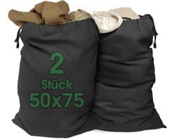 Extra Grote Waszakken 50x75 cm - 2 Stuks - Zwart - Katoen met Trekkoord