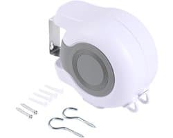 Waslijn Buiten - Draadloze Waslijn Reis Waslijn - Kleding Drogen - Dubbele Uitschuifbare Lijn - 13 Meter - Wit