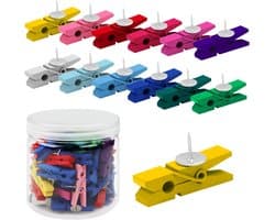 Allecto - Houten Multigekleurde Pin Knijpers - Decoratieve Kledingpin - 70 Stuks - Kleurrijk - Hobby en Projecten - Geschikt voor Muur en Foto’s