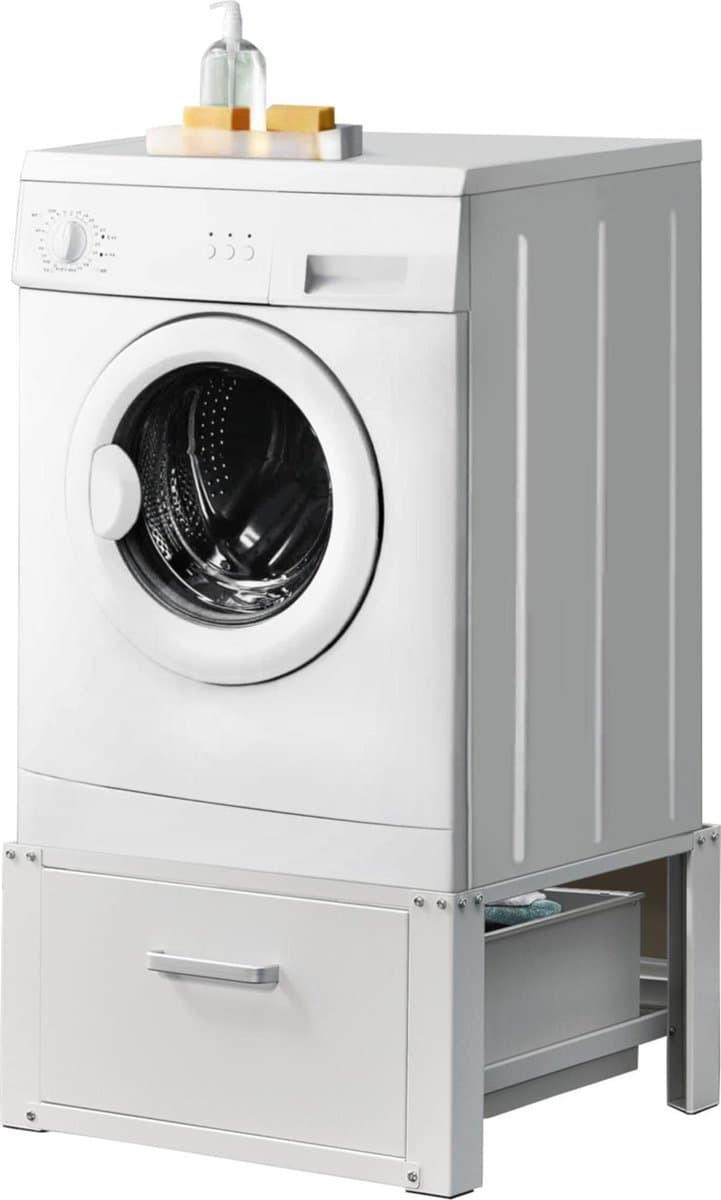 Wasmachine sokkel verhoger met lade 63x54x31 tot 150 kg wit — afbeelding 1