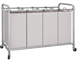 MIRA® Wasmand 4 Vakken - Wassorteerder - Waszak - Metaal Frame - Grijs - 100cm x 43cm x 80cm