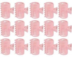 15 Stuks Grote Haarclips voor Krulspelden en Kappers Gebruik - Roze